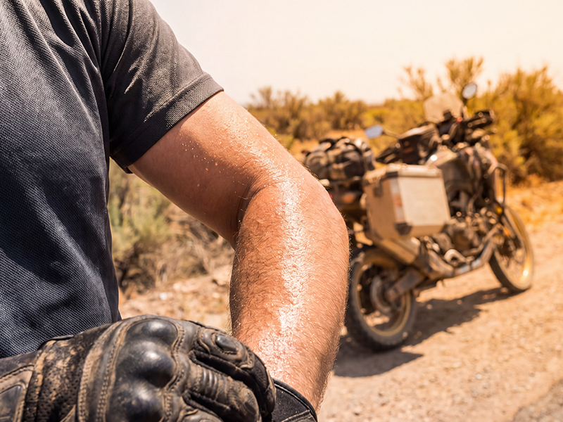 Sweat on surface of forearm